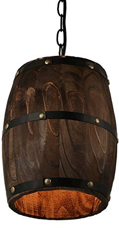 American Country Loft Wood Wine Barrel Lámpara Colgante De Techo Lámpara Colgante E27 Luz Para Bar Café Salón Comedor Restaurante (Small)