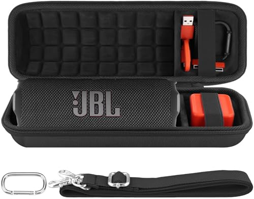 co2CREA Hard Travel Case for JBL Flip 7/6/5 Waterproof Portable Bluetooth Speaker (Black Case + Inside Black)