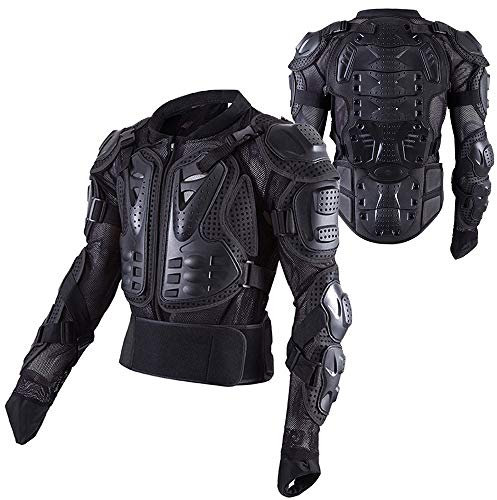 QYTK® Vêtements de Protection Moto Armure avec Protections des épaules Poitrine Dorsales Vestes de Motocross Plastron Gilet et Dos pour Blouson Protection Équipement de Moto Scooter ATV,Noir,5XL