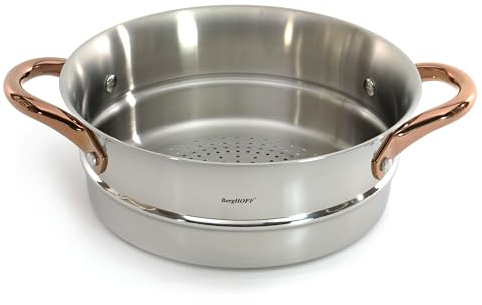 BergHOFF Ouro Gold 18/10 Stainless Steel Steamer Insert 10, Rose Gold Handle, PFOA-free, Induction Cooktop, Fast, Even Heat