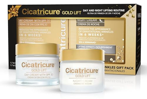 Cicatricure Gold Lift, Day and Night Cream Gift Pack, Anti Wrinkle Cream for Women, Anti Aging Face Cream, Peptide Moisturizer with Firming, Lifting Effect Anti Aging Cream for Mature Skin 1.7 oz each