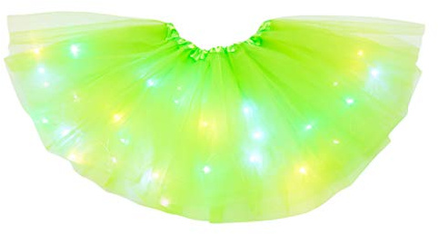Jupe tutu pour femme - Lumière LED - Robe de princesse - Étoiles lumineuses - Décoration à paillettes - Jupe tutu - Jupe en tulle - Pour danse, fête, carnaval