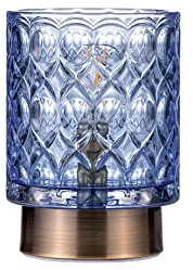 Pauleen Chic Glamour 48242 Mobile Table Lamp Glass Table Lamp Timer Function 6H Battery Glass Lamp Without Cable Blue/Brass