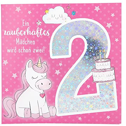 Depesche 11515-003 Zahlenkarte zum 2. Geburtstag mit Musik, veredelte Klappkarte mit originellem Innentext, inkl. Umschlag, Format 15,5 x 15,5 cm, mehrfarbig