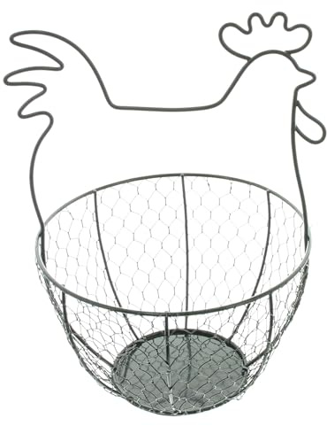 Frank Flechtwaren, Eierkorb Henne, Metall, schwarz Maße: Ø 17 x 25 cm, schöner Aufbewahrungskorb