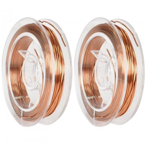 Kupferdraht, 2 Rollen 0,5 mm x 10 m Kupferlackdraht Emaillierter Spulenwickeldraht, Wickeldraht Lackdraht Magnetwicklung Draht für Transformatoren Induktivitäten Motoren Lautsprecher