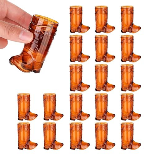dewdat 25 Cowboy Boot Shot Glasses, 1oz Western Cowboy Beer Mugs, Reusable Cowboy Cowgirl Plas-tic Mugs for Decorations Bachelorette Supplies
