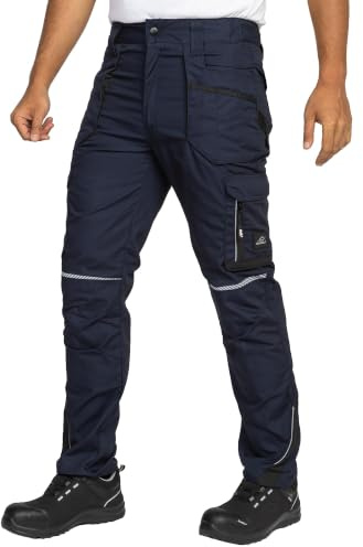 BWOLF Drift Pantalón de Trabajo Hombre Cargo Ropa de Trabajo de Tela Ripstop para Hombre con Muchas Bolsillos, azul/negro, M