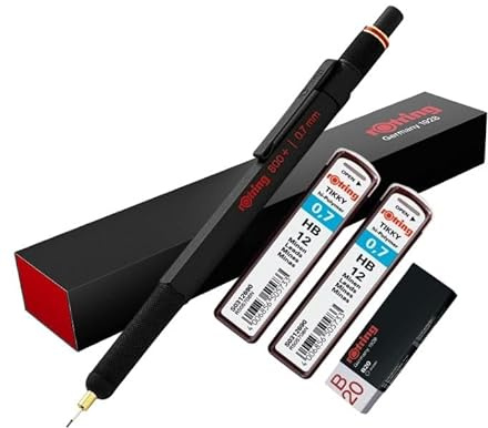 rOtring 800+ matita meccanica e stilo touchscreen | Twist-to-Retact HB 0,7 mm Propelling Pencil | 2 x 12 HB 0,7 m mine | Gomma B20
