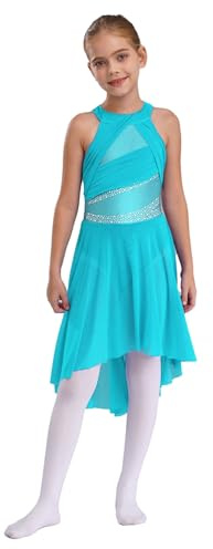 CHICTRY Kids Girls Sparkle Sleeveless Lyrical Ballet Leotard Dress Contemporary Modern Latin Dance Dress Ballerina Dancewear Light Blue 11-12 Years