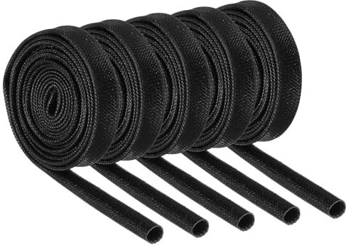 sourcing map 10Pcs Insulation Braided Cable Sleeve,3.3Ft-5/32 Inch ID Black, High Temp Silicone Coated Fiberglass Sleeving for Cable Wrap, Automotive Hose Lines Electrical Wiring Protection