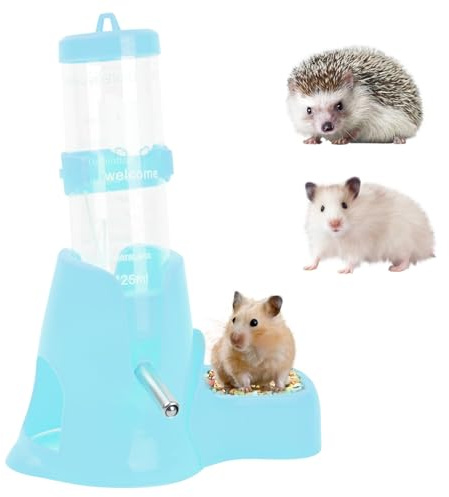 Abreuvoirs pour Petits Animaux, Bouteille d'eau pour Hamster, Accessoires, Bleue Abreuvoir Automatique 3 en 1, Bol d'alimentation pour Bouteille d'eau pour Animaux De Compagnie 125 ML