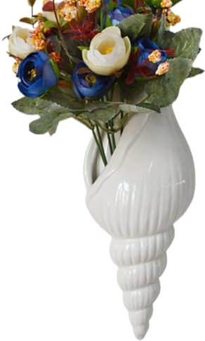 Väggvas-Skulptural Shell Vase | Modern keramisk väggprydnad modern prydnad väggmonterade keramiska snäckskal för sovrum arbetsrumsdekoration för b