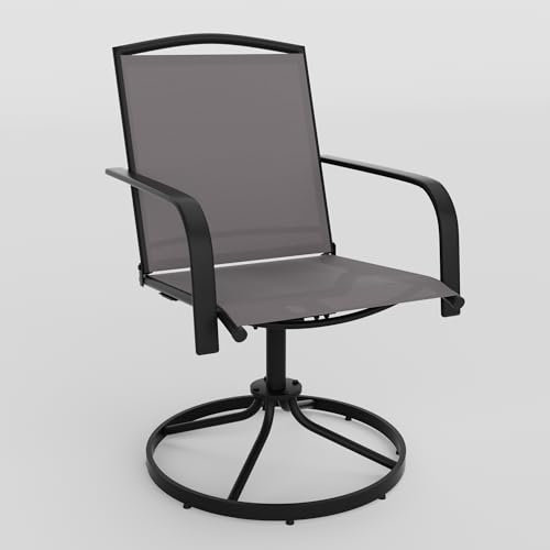 COSTWAY Gartenstühle 360° drehbar, 2er Set Terrassenstühle mit schnell trocknendem Stoff, Drehstühle, Balkonstühle bis 150 kg belastbar für Garten, Hinterhof, Balkon (Kaffee)