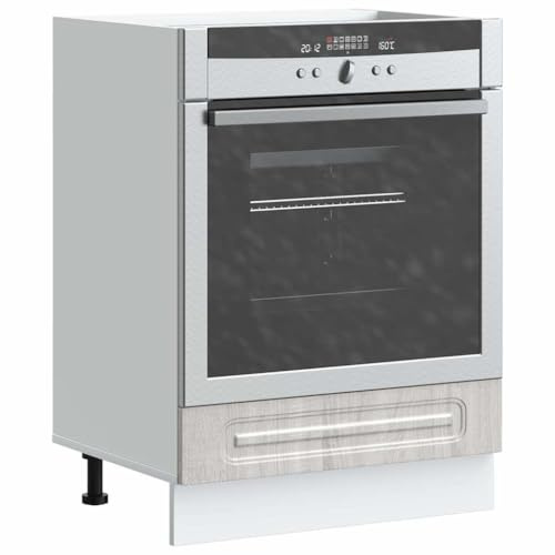 Teenpull Kalmar - Armoire de cuisine en matériau dérivé du bois - Gris sonoma - 60 x 46 x 81,5 cm - Armoire de cuisine pour four, micro-ondes, armoire de rangement et de rangement