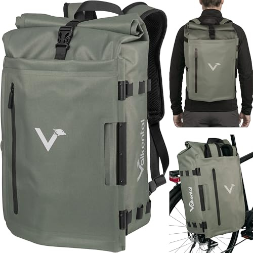 Valkental - TrailX 2in1 Fahrradtasche & Rucksack [28L WASSERDICHT] robuste reflektierende Gepäckträgertasche mit festem Sitz & hohem gepolstertem inkl. Laptopfach - Radtasche für E-Bike
