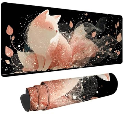 Rose Tapis de Souris XXL 1000 x 500 mm, Tapis Souris Renard sous Main Bureau avec 3MM Bords Cousus, Imperméable Mouse Pad Base en Caoutchouc Antidérapant Surface pour Gamer, PC, Cadeau -hjw2601HO