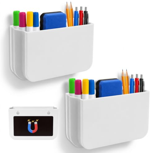 Ehanfus 2 Pièces Porte Stylos Magnétiques Pliable | Magnétique Portes Marqueur, Mural Pliable Boite Aimantée pour Réfrigérateur Tableau Maison Bureau École