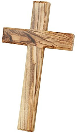 MaMeMi WANDKREUZ aus OLIVENHOLZ – 15 x 9 cm – Handgefertigtes HOLZKREUZ aus BETHLEHEM mit Wandhalterung – Christliches KRUZIFIX aus dem HEILIGEN LAND Markenqualität
