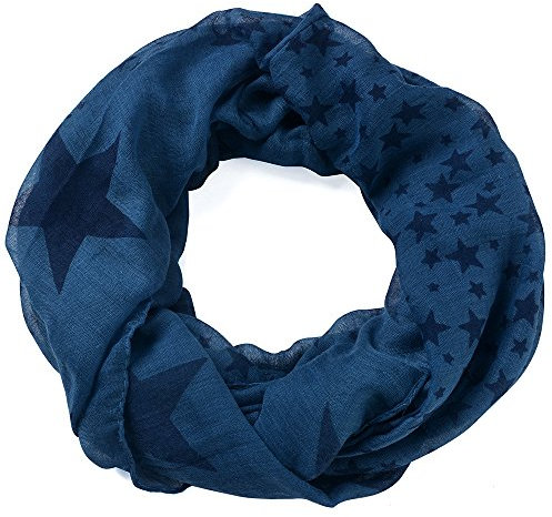 Miobo Leichter breiter Stern Loopschal Snood Schlauchschal Rundschal in vielen schönen Farben (One Size, Dunkelblau)