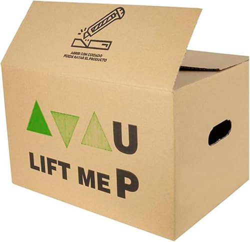 Chely Intermarket Cajas para mudanza de cartón 50x70x40cm (20 uds) Canal simple LIFT ME UP. 100% reciclables