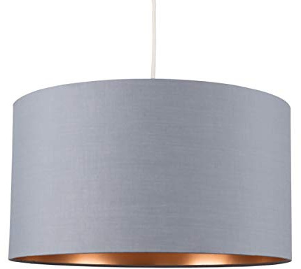 MiniSun | Extra Large Modern Grey and Copper Drum Light Shade | Pendant Lights, Home Décor & Improvement Essential | 45cm Shade Width
