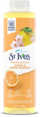 St. Ives Energising Body Wash (650ml) Citrus & Cherry Blossom Made with Plant-Based Cleansers & 100% Natural Extracts 16 oz Shower Gel