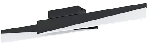 EGLO LED Deckenlampe Isidro, dimmbare Deckenleuchte, Wohnzimmerlampe Decke aus Metall und Acryl in weiß und schwarz, warmweiß, L 86 cm