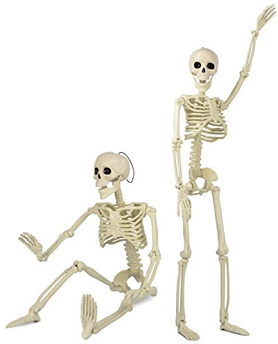 Taspire 2 Packs 60cm Posable Halloween Skeletons, Movable Joints Skeleton Halloween Decoration