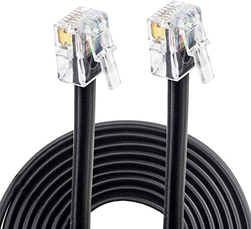 Volcora 5 Feet RJ11 / RJ12 Data Cable - Heavy Duty 6-Pins High-Speed Extension for Cash Register Drawer, Telephone, Modem, Fax, Printers, and More - Drawer Cable for Voice and Data (1)