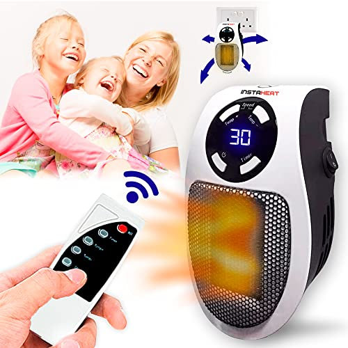 Insta Heat Calefactor Eléctrico Bajo Consumo Pared, Programable, Cerámico, Portátil, Ligero y Compacto, Control Remoto, Calefacción Inteligente
