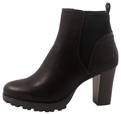 Elara Damen Stiefeletten Ankle Boots Chunkyrayan 949-GA-Schwarz-42