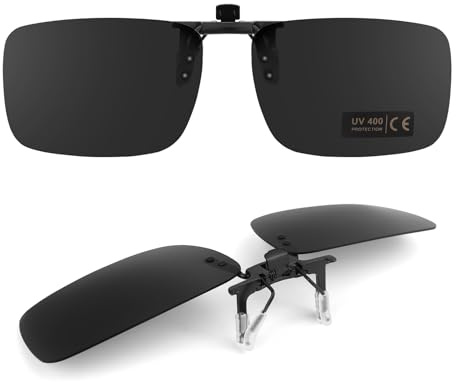 TEMSO Clip On Sunglasses Over Prescription Glasses For Men Women,Polarized Flip up Driving Glasses,UV400 Protection|Anti Glare|HD Vision|Safe Driving|Black