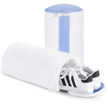 Teletrogy 2Pcs Schuhwaschbeutel Waschmaschine, Schuhe Waschbeutel, Rundum-Reinigung, Wäschesack Schuhe mit Verstecktem Reißverschluss, Wäschenetz für Sneaker Schuhbeutel für Waschmaschine und Trockner