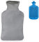 Relaxdays Wärmflasche, Gummiwärmflasche mit Vlies-Bezug, 1,5l Volumen, große Bettflasche, Kinder & Erwachsene, blau/grau