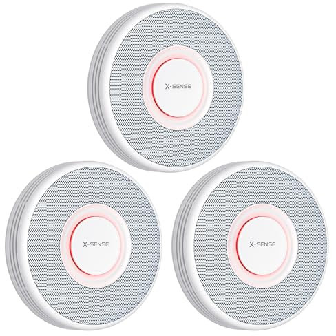 X-Sense Smarter Rauchmelder WLAN mit Sprachausgabe und 17 Standorten, Feuermelder, Rauchmelder vernetzt, 33 mm, SBS50 Basisstation erforderlich, XS0B-MR, 3 Stück