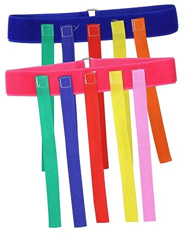 HEMOTON 2pièces Ceinture pour Garçon Fille Lot de Jouets Extérieur Queues à Tirer Équipement Éducatif Maternelle Bleu Rose