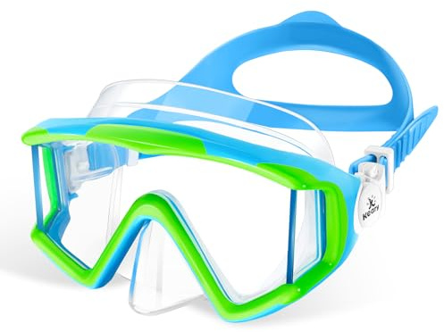 Keary Kids Swim Goggles with Nose Cover 3-Window Swimming Goggles for 4-16 6-14 8-12 3-5 4-7 Years Old Underwater Swim Mask for Toddler Boys Girls Youth Child Water Pool Goggle Anti-Fog Clear Glasses