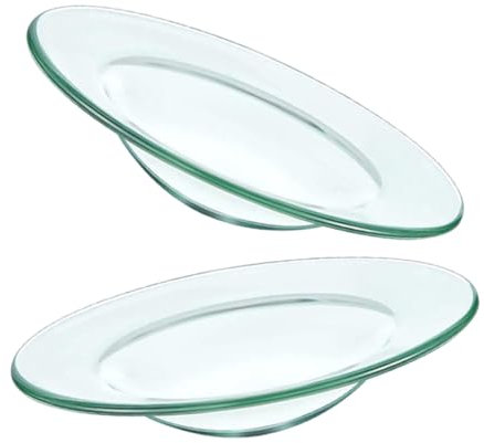 Cabilock Plato Quemador De Aroma Redondo 10 Cm De Vidrio Transparente, Accesorio Calentador De Cera para Aromaterapia, Bandeja Práctica para Aceite Esencial, Set De 2 Piezas para Uso Hogar