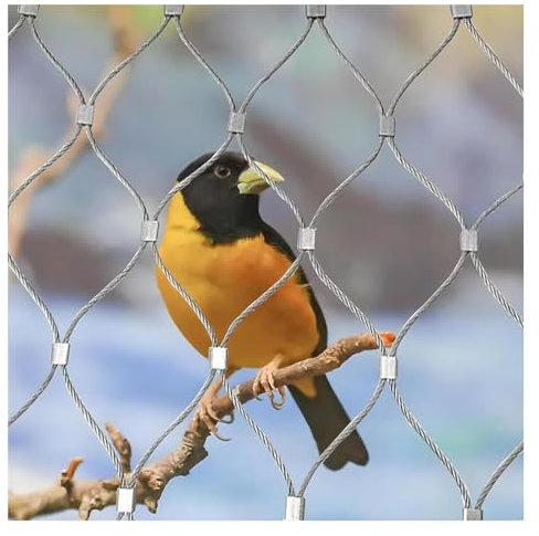 SXEVZOO 304 Edelstahl-Seilnetz, 4cm/1,5mm Tier Geflügel Absperrzaun, Geländer-Treppe Sicherheitsnetz, Multifunktionales Metallgeflecht(0.8x2m)