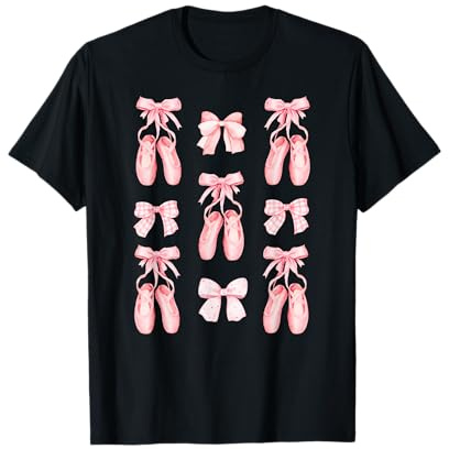 Coquette Ballet Dancer Shoes and Pink Bows Ballerina Girl T-Shirt