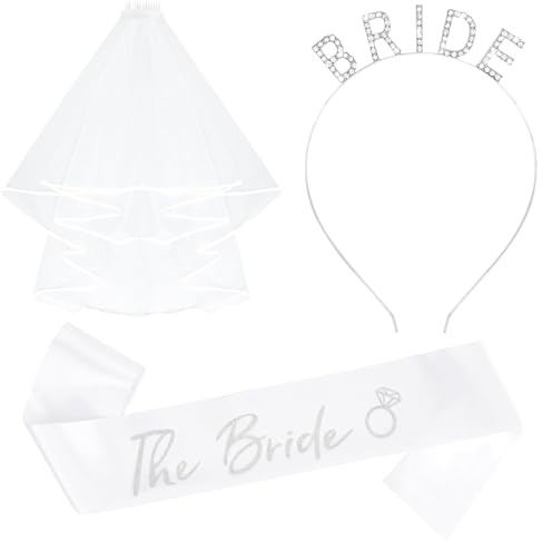 EKKONG Nubilato Accessori,Velo da Sposa,Fascia Futura Sposa,Cerchietto Bride,Bride to Be Decorazione Fascia e Velo da Sposa Accessori per Addio al Nubilato Sposa