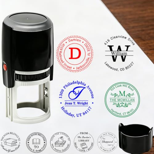 Sastridft Tampon auto-encreur personnalisé en caoutchouc pour logo d'entreprise, adresse de retour et signature du nom, encre transparente durable