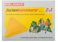 Dr. Schick Zeckenkammkarte® [2-in-1 Zeckenkamm & Zeckenkarte] - patentierter Zecken-Entferner für Mensch & Tier mit 3 verschiedenen Haken [auch zum Entfernen von Läusen & Flöhen]