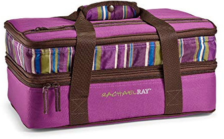 Rachael Ray Expandable Lasagna Lugger, Insulated Casserole Carrier, Fits 9x13 Baking Dish, Purple