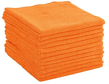 Dri Professional Extra-Thick Microfiber Cleaning Cloth 12 Pack Orange (16IN x 16IN, 300GSM, Commercial Grade All-Purpose Microfiber Highly Absorbent, LINT-Free, Streak-Free Cleaning Towels)