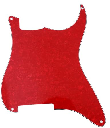 Musiclily 4 Fori Battipenna Strat Pickguard Materiale Senza Fori per Pick Up per Chitarra Elettrica Strat Style Custom, 4 strati Red Pearl