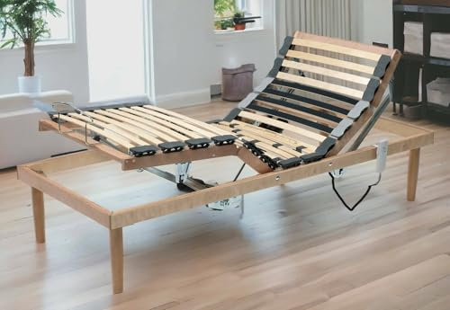 Talamo Italia - Einzelbettbasis Damiana, Holzlattenrost mit Motor, 100% Made in Italy, Motorisierte, neigbare orthopädische Basis, Cm 80x190h 34