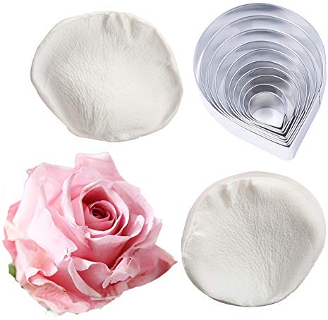10 Pcs Austin Rose Cutter Set and 2 Pcs Rose Petals Shape Silicone Fondant Mold Veining Petal Sugar Flower Making Tool Cake Decorating Gumpaste Flowers Decor Kit