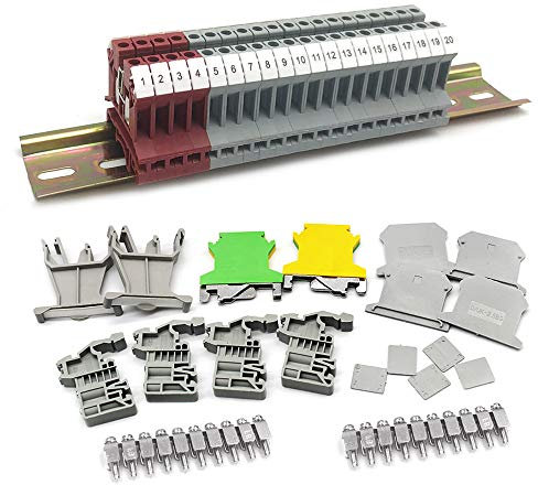 KiKiHong Bloques Terminales para Carril DIN Kit, UK-2.5B Bloques Universales Terminal Eléctrico